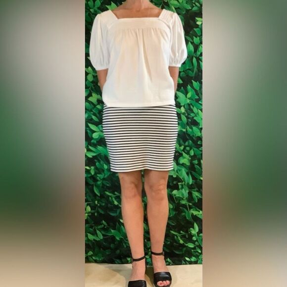 🖤 LOFT Black & White Striped Mini Pencil Skirt – Size Small - Picture 9 of 12